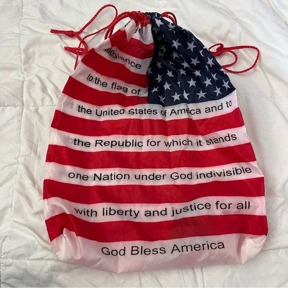 Lightweight American Flag USA Drawstring Knapsack Bag - Picture 3 of 6